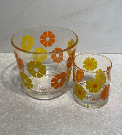 "Flower Power" Ice Bucket and Glass