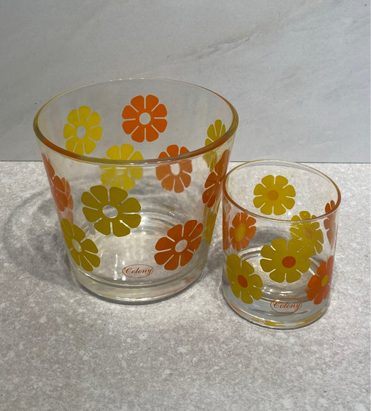 "Flower Power" Ice Bucket and Glass
