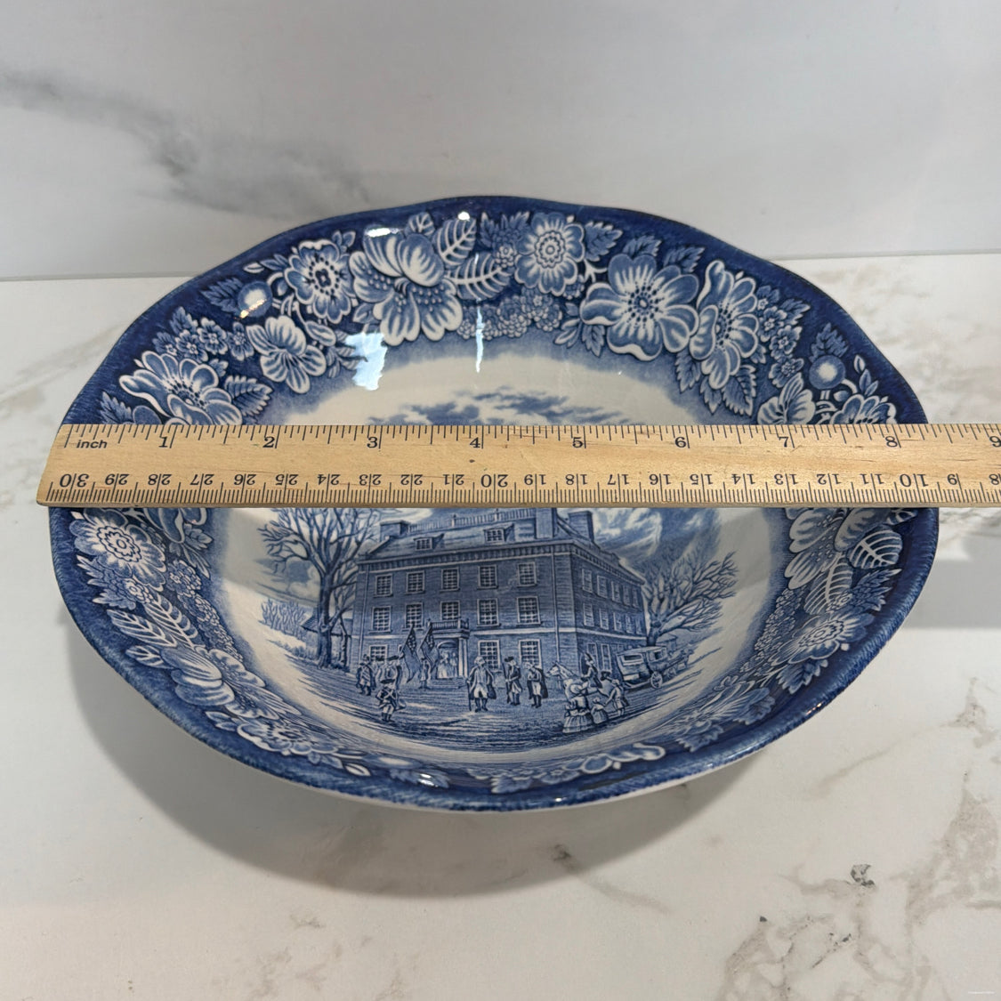 Liberty Blue Serving Bowl - crazing