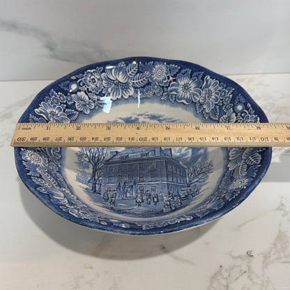 Liberty Blue Serving Bowl - crazing