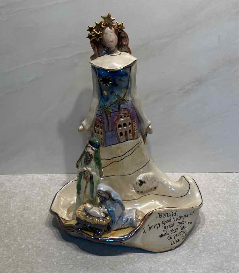 Blue Sky Angel Nativity Candleholder