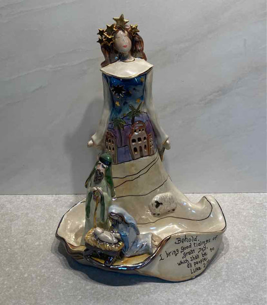 Blue Sky Angel Nativity Candleholder