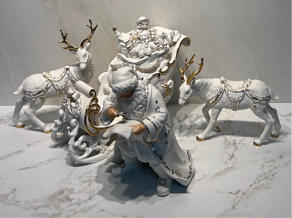 Grandeur Noel Santa and Sleigh Set - as is