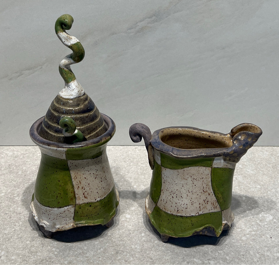 Pottery Sugar and CReamer