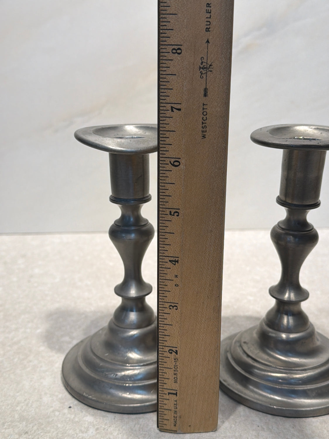 Set of 2 Pewter Candle Holders