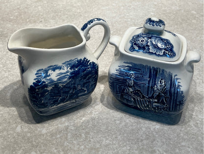 Liberty Blue Sugar and Creamer