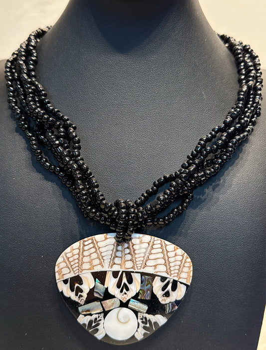 Sajen Multi-Strand Black Onyx & Abalone Necklace