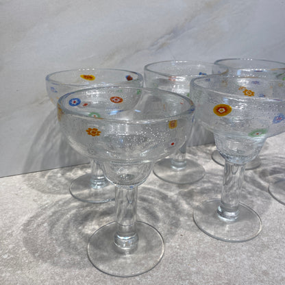 Crate and Barrel - Set of 6 Millefiori Glasses