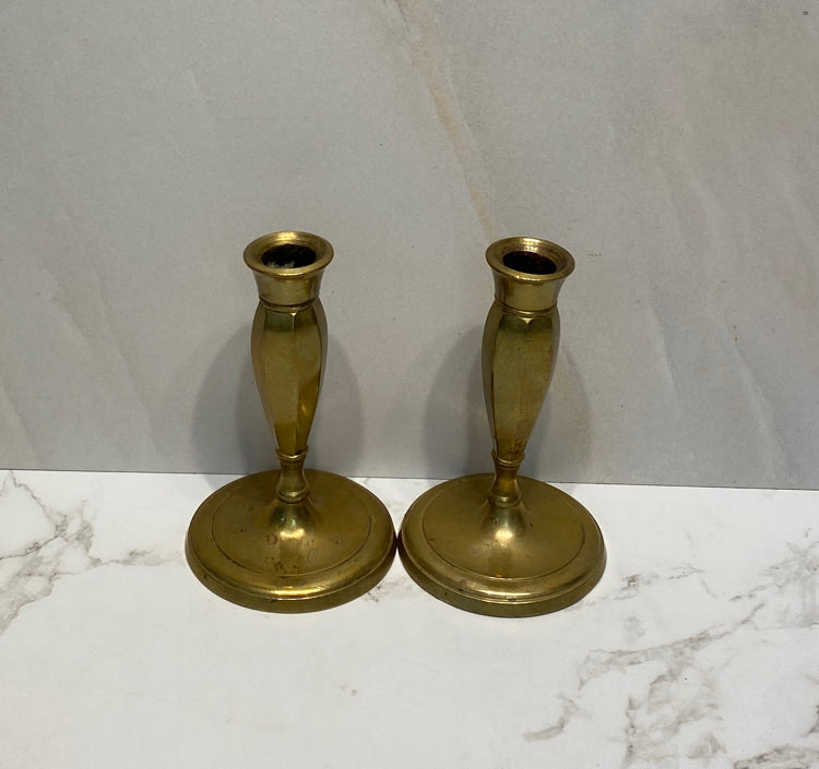 Brass Candleholders - Pair