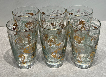 Set of 6 Vintage Glasses "Marine Life"