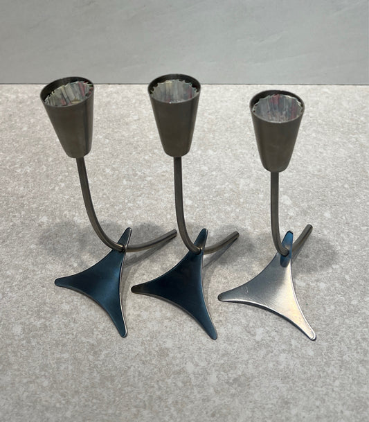 Set of 3 MCM Style Candleholders