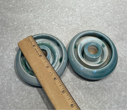 Set of 2 Signed Pottery Candle Holders