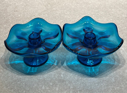 Pair - Viking Blue Candleholders