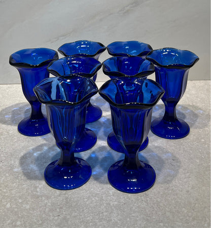 Set of 8 Blue Ice Cream Glasses