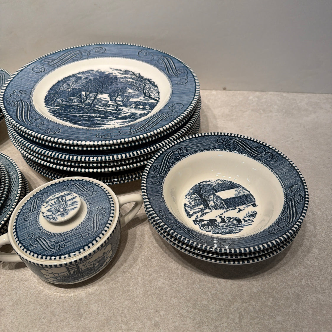 Currier and Ives Dinnerware Set