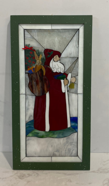 Santa Stain Glass Decor