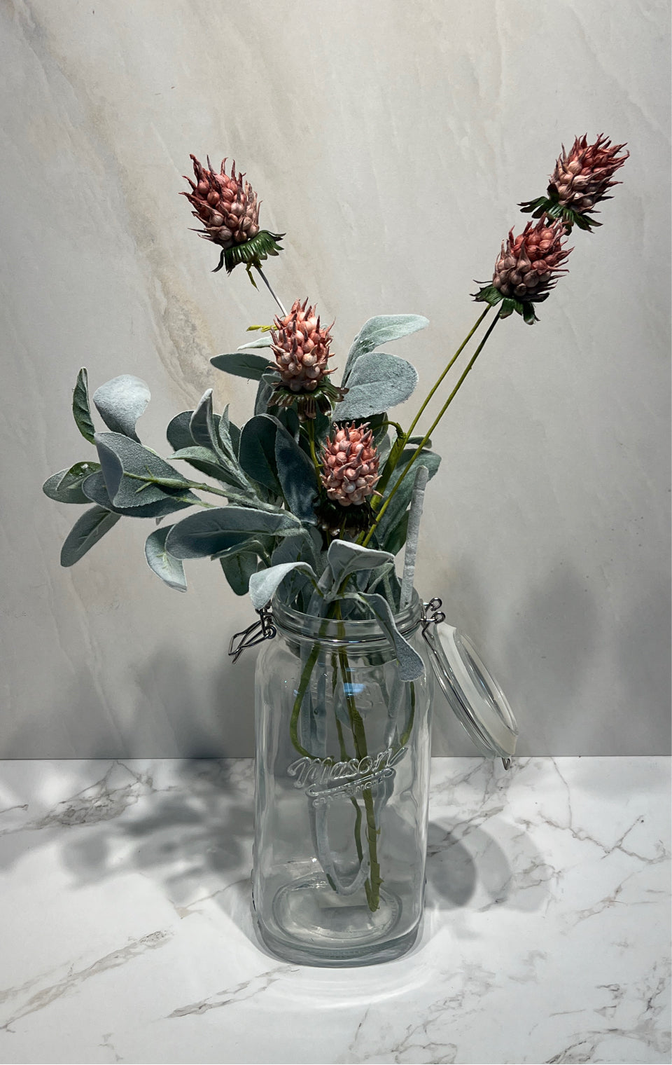 Mason Jar With Artifical Flowers