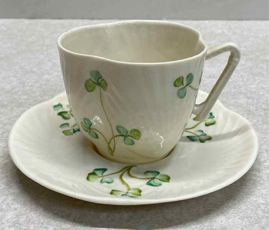 Belleek Harp Cup and Saucer