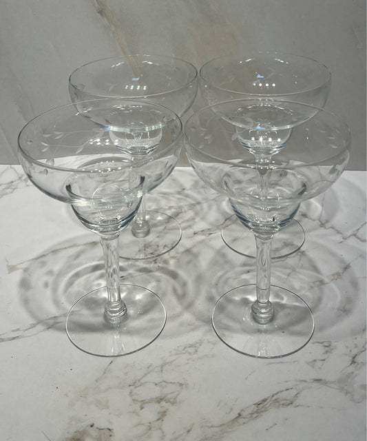 Set of 4 Princess House Margarita Glasses