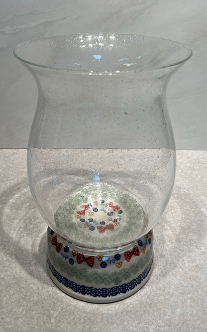 Polish Pottery Large Hurricane Lamp