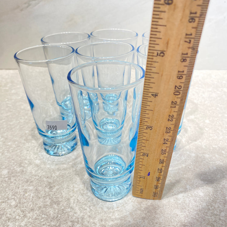 Set of 7 Blue Juice Glasses