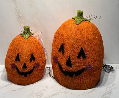 Pair of Lighted Pumpkins