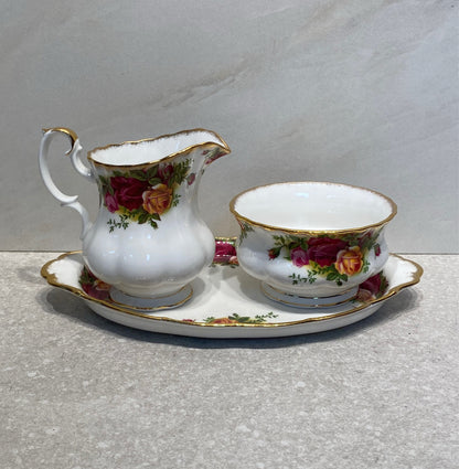 Royal Albert Sugar, Creamer, & Tray
