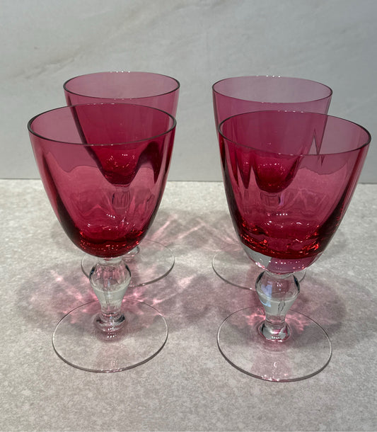 Set of 4 Cranberry Glasses