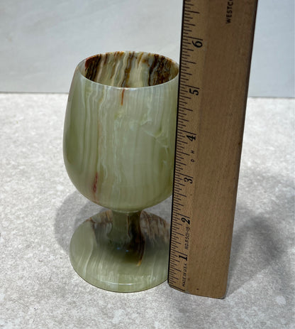 Set of 6 Green Onyx Goblets