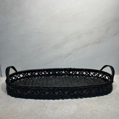 Black Wicker Tray Basket