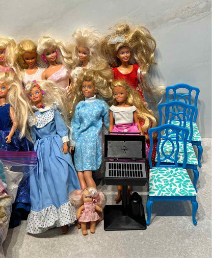 Lot of Vintage Barbie Dolls, Clothes, & Furniture