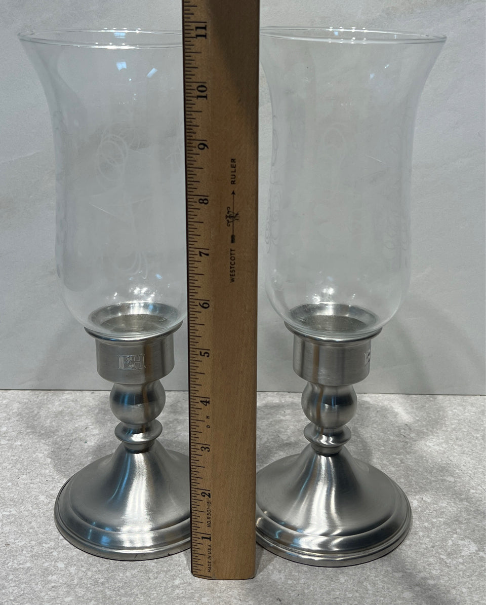 Set of 2 Pewter Candle Holders