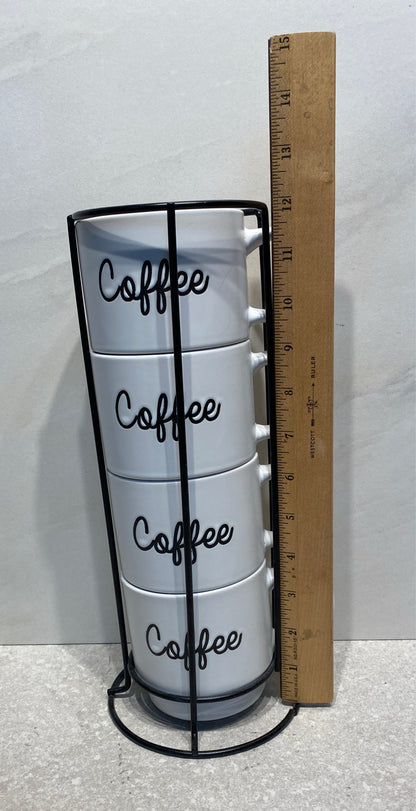 Set of 4 Coffee Cups on Stand