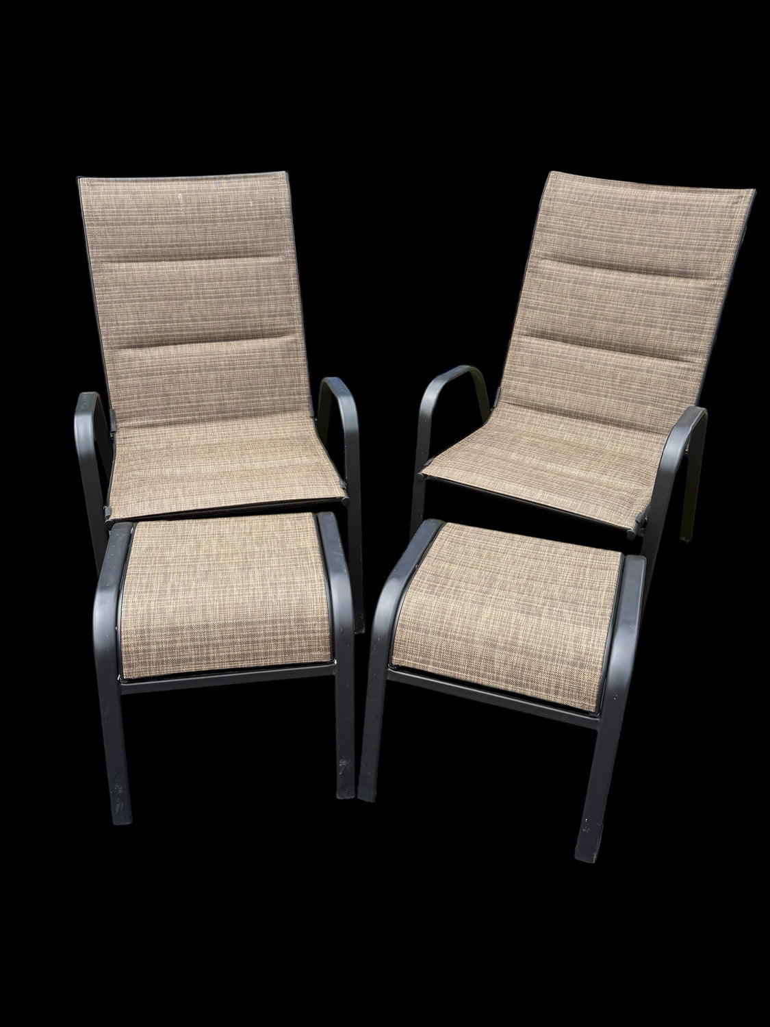 Two Outdoor Chairs And Ottomans