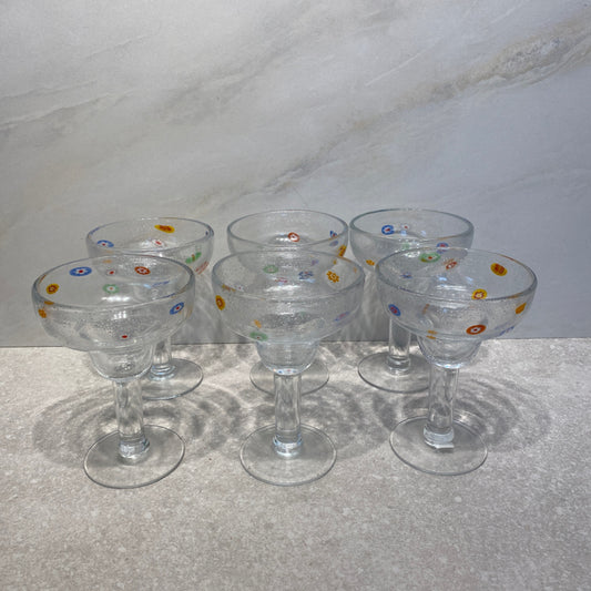 Crate and Barrel - Set of 6 Millefiori Glasses