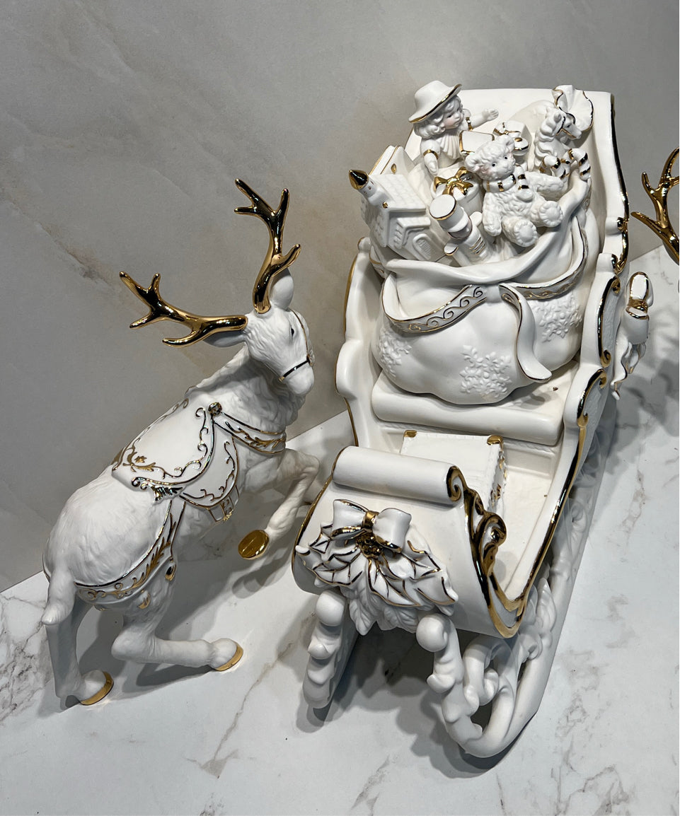 Grandeur Noel Santa and Sleigh Set - as is