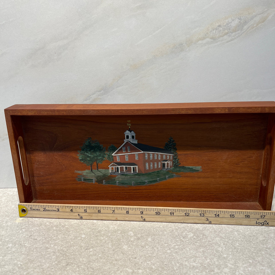 Teak Tray - Amherst Red Brick School House