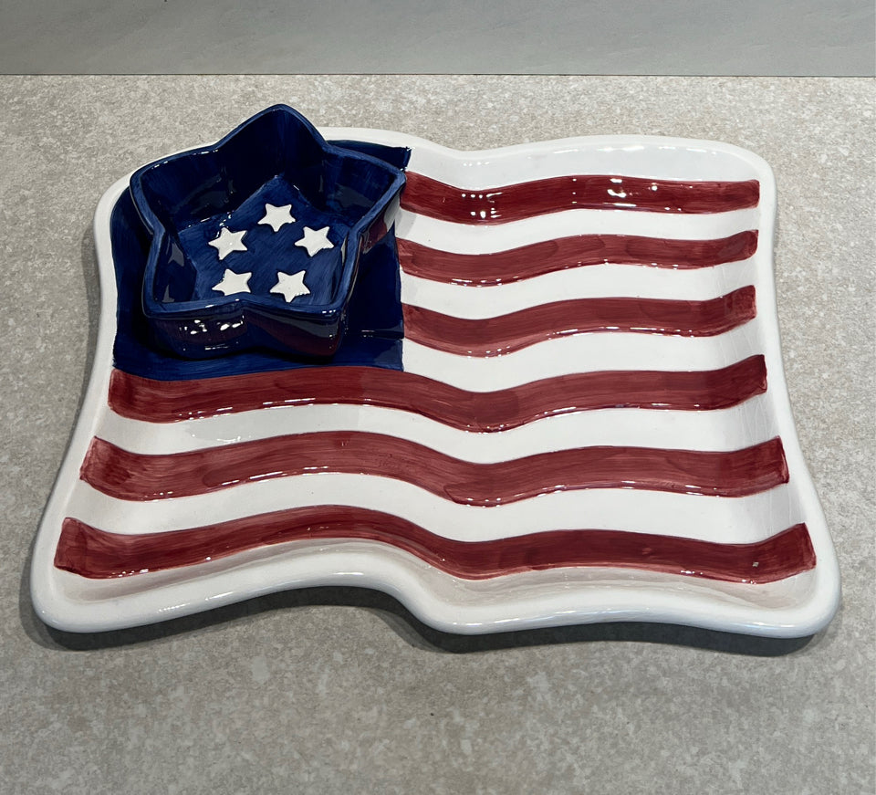 Flag Tray And Dip Bowl