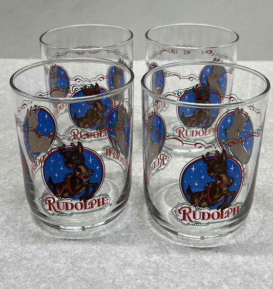 Set of 4 Rudolph Glasses