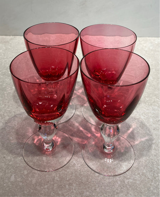 Set of 4 Cranberry Glasses