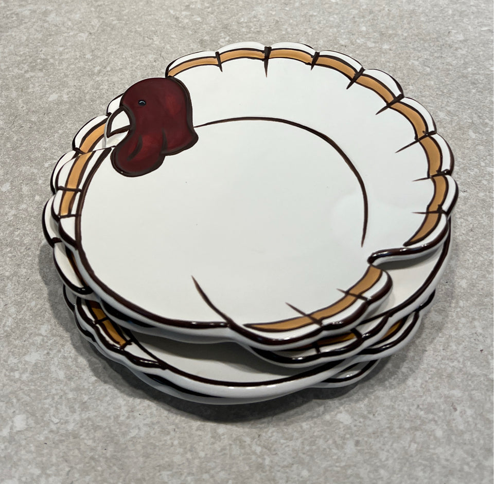 Set of 4 Pottery Barn Turkey Plates