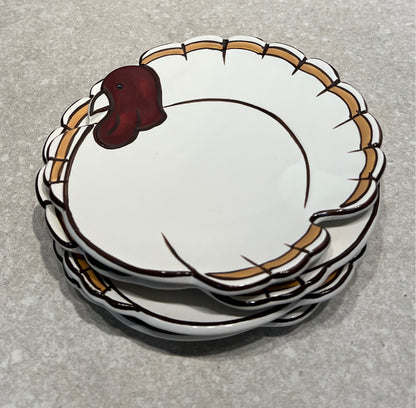 Set of 4 Pottery Barn Turkey Plates