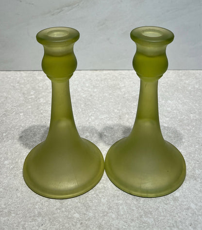 Pair of  Tiffin Uranium Candleholders