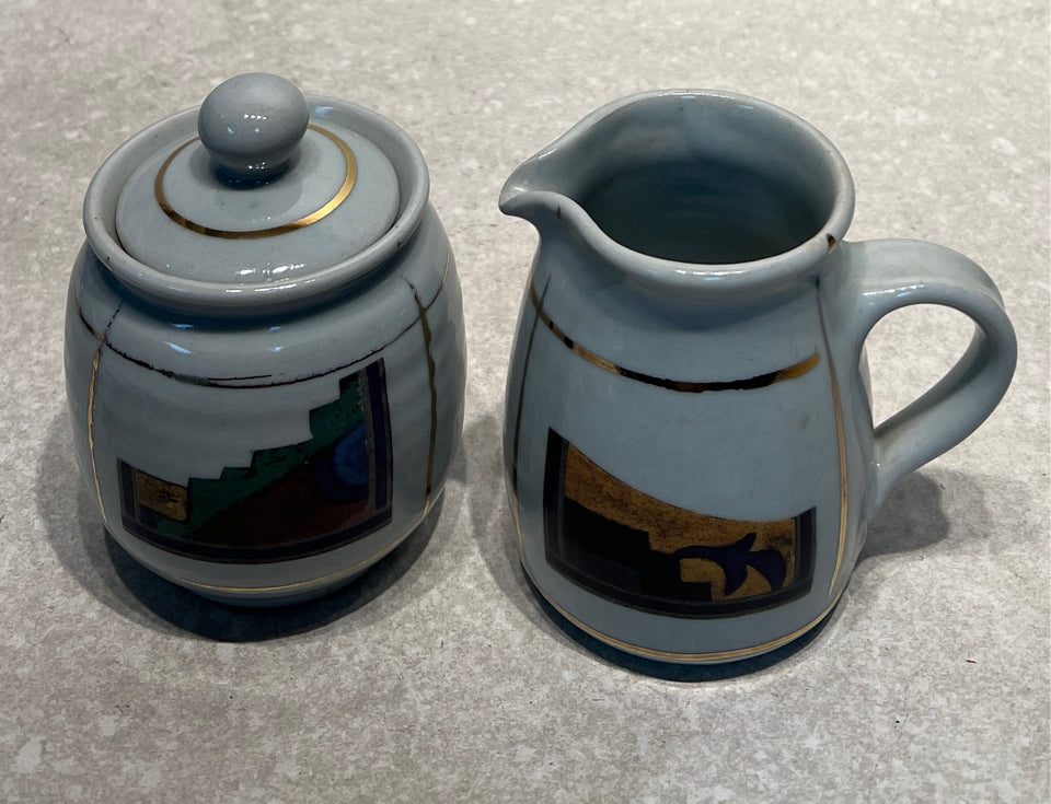 Pottery Sugar And Creamer
