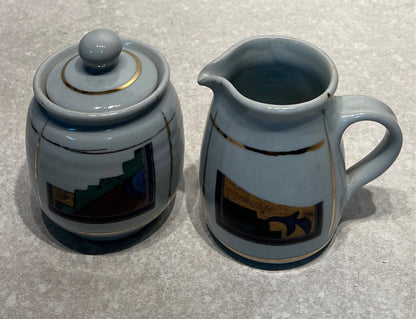 Pottery Sugar And Creamer