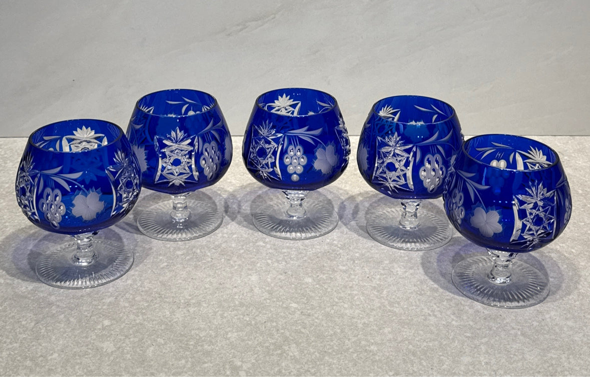 Set of 5 Ajka Marsala Brandy Glasses