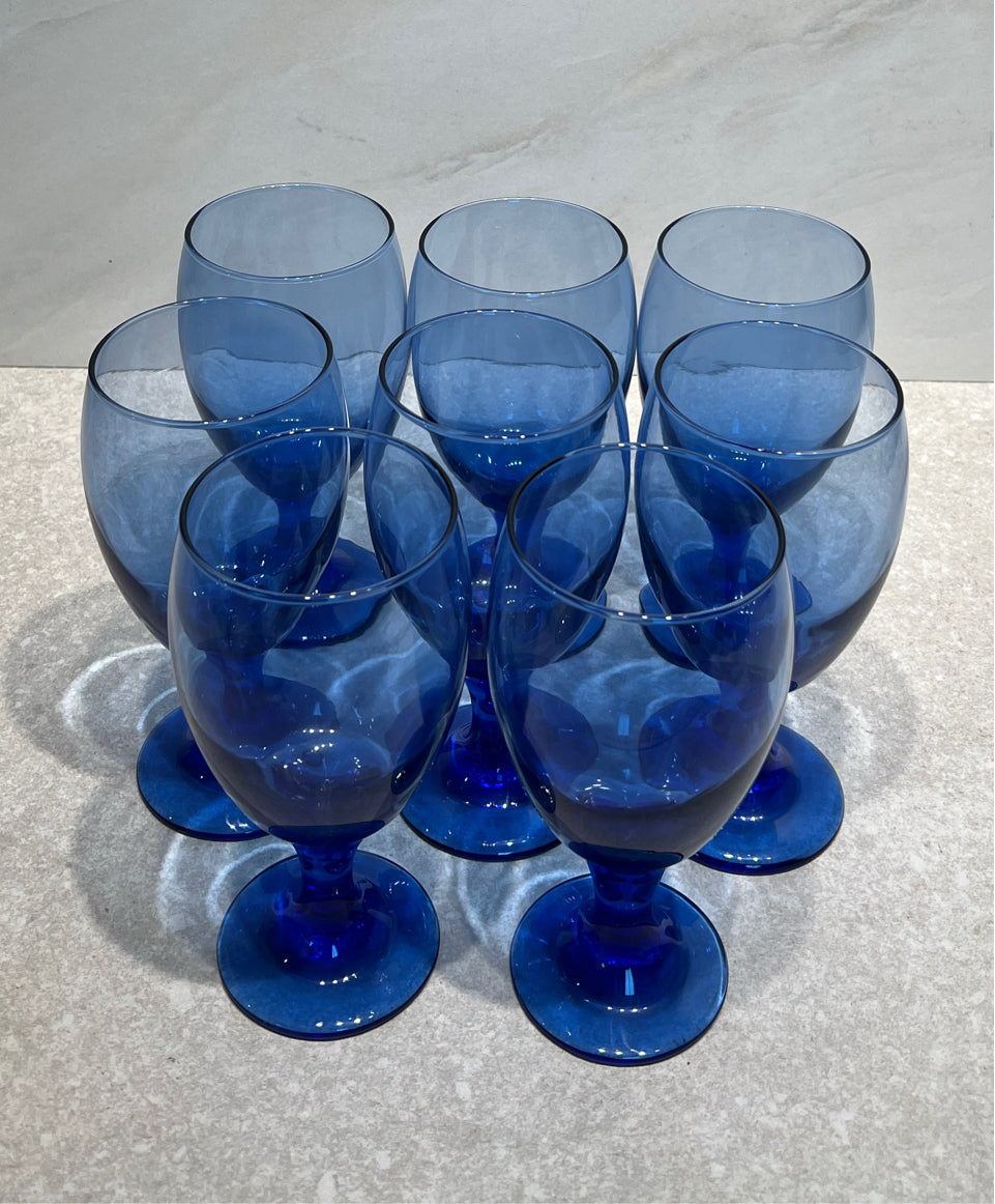 Set of 8 Blue Glasses