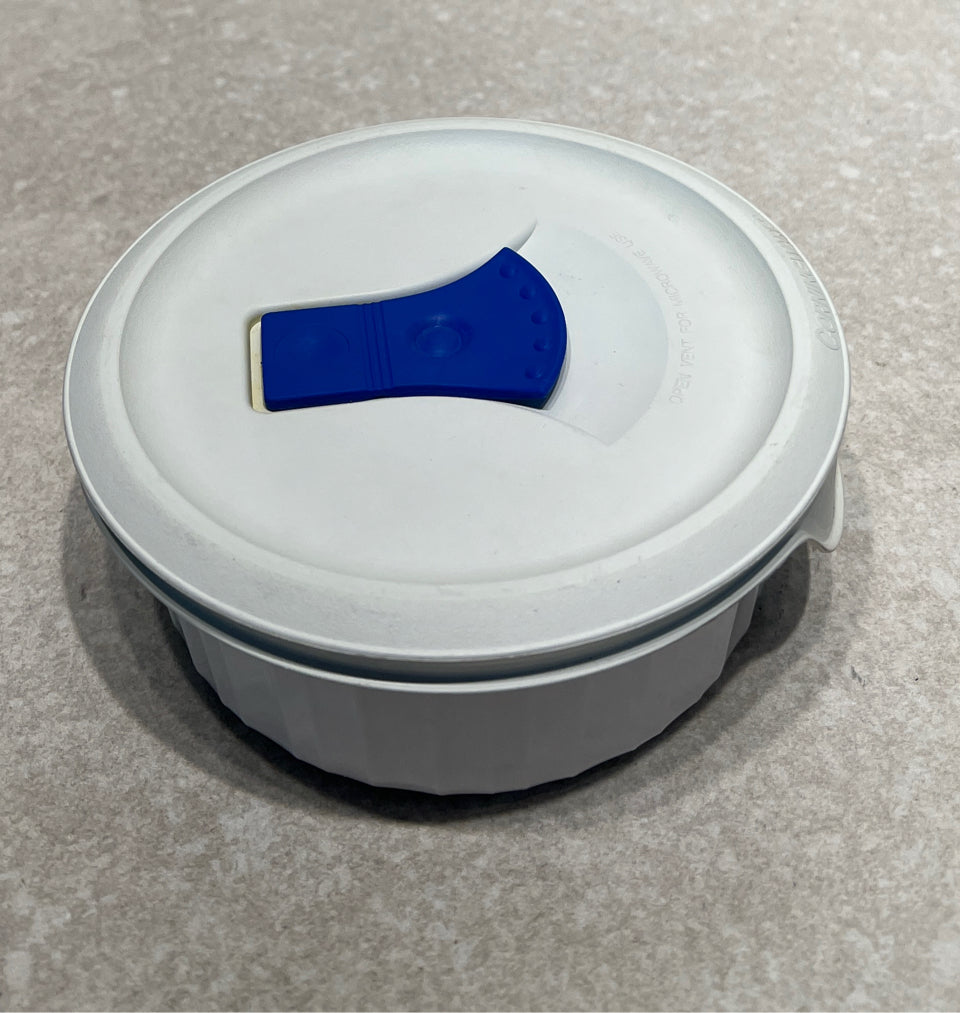 Covered Corning Ware Bowl