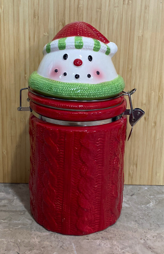 Covered Snowman Jar