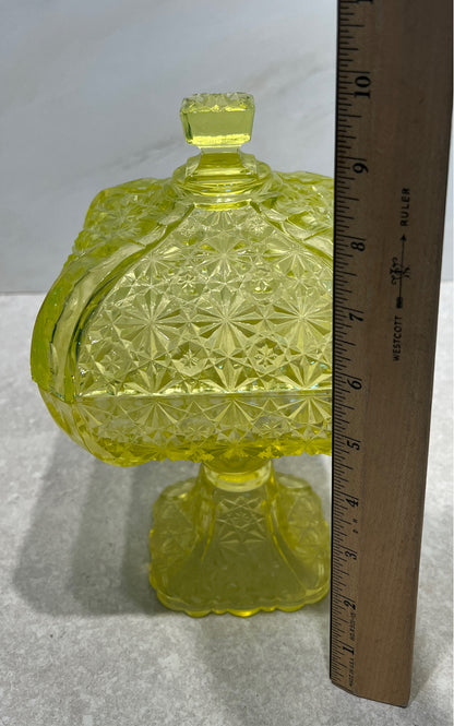 Vaseline Daisy Covered Compote - as is